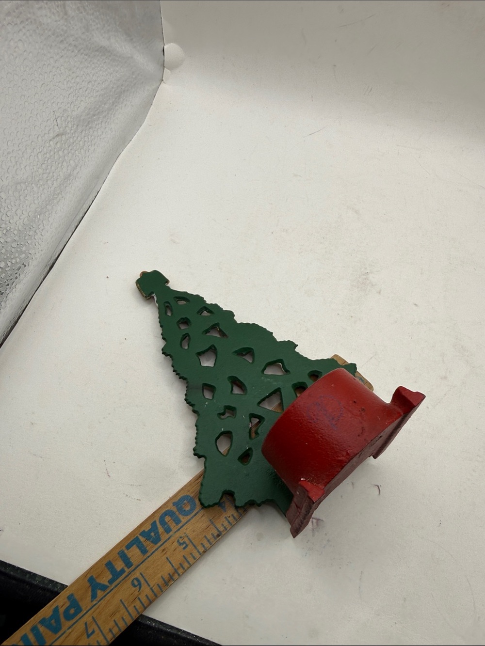 Vtg Cast Iron Christmas Tree Tealite Decor Candle Santa Snowman Bear Collectible - Picture 12 of 15